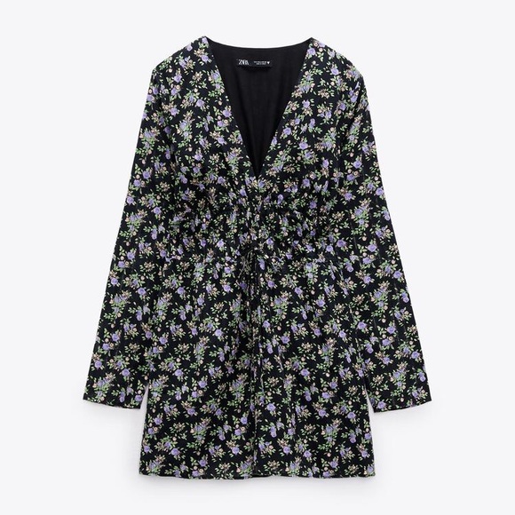 Zara NWT Textured Weave Floral Dress - Picture 3 of 6